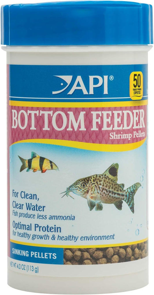 API BOTTOM FEEDER PELLETS WITH SHRIMP Fish Food 4.0-Ounce Container, Medium