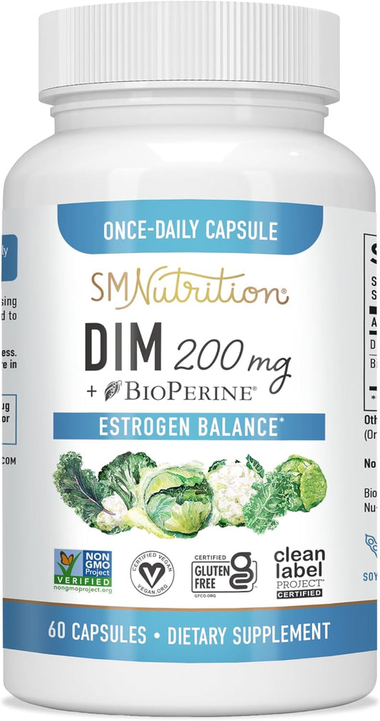 DIM Supplement 200 mg | Estrogen Hormone Balance for Women & Men 60 count