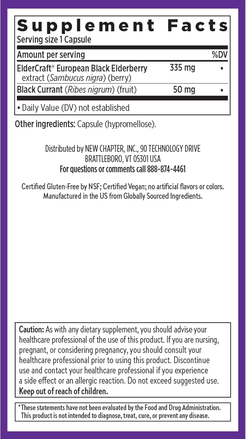 New Chapter Vegan Elderberry Capsules -  30 Count