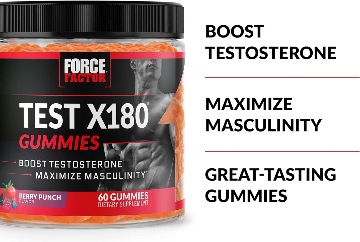 Force Factor Test X180 Gummies Testosterone Booster for Men 60 count
