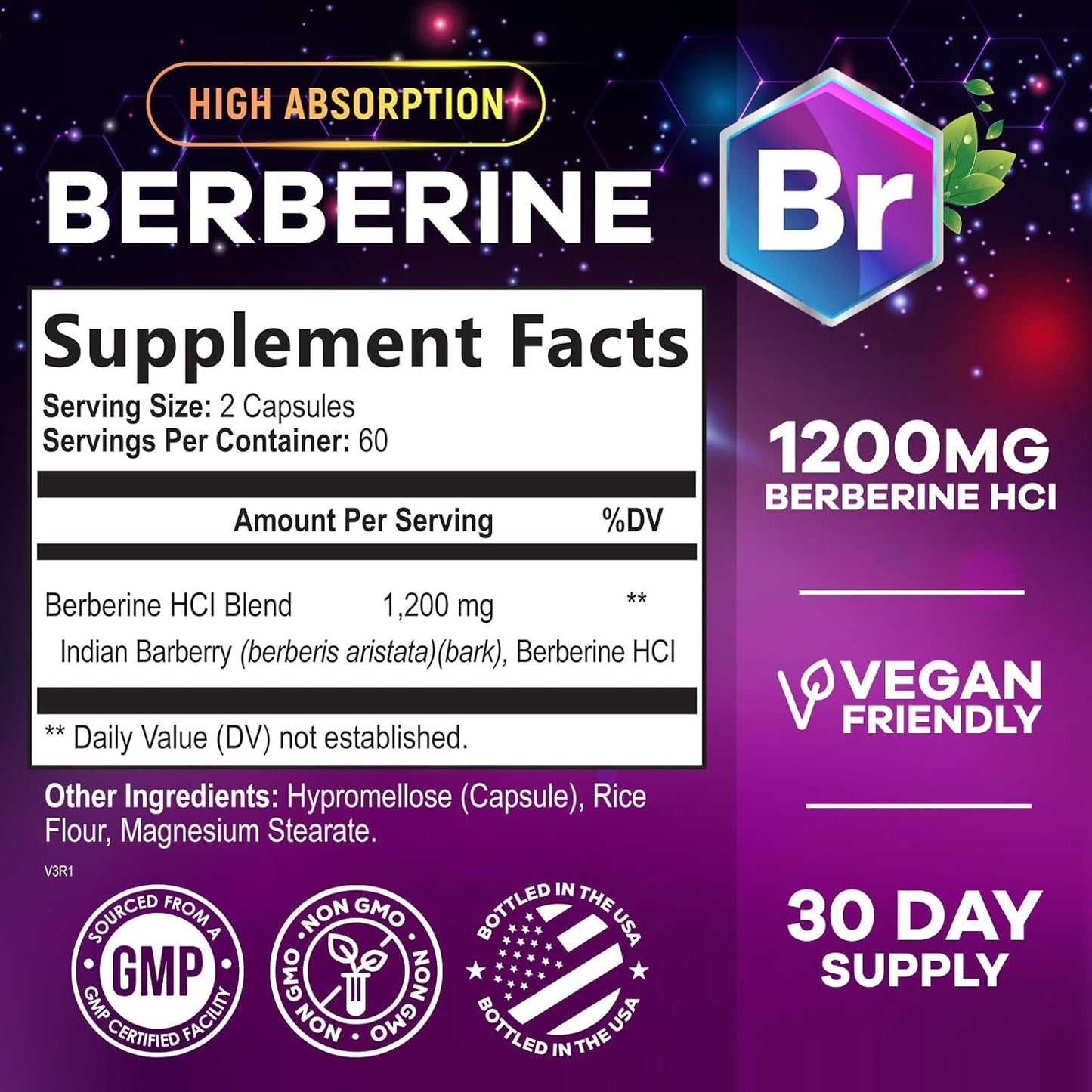 Berberine Supplement 1200mg, High Absorption Berberine -120 capsules