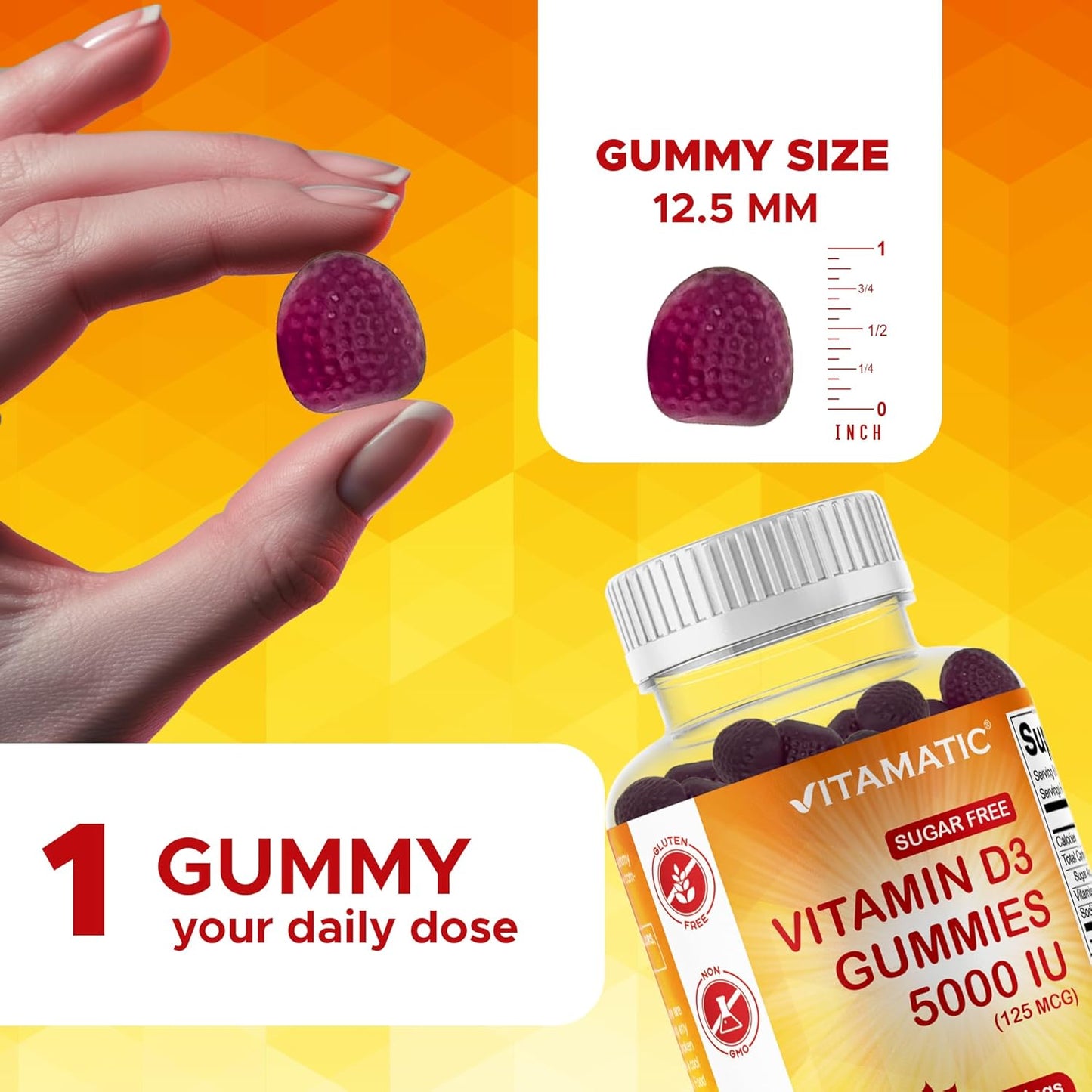 Vitamatic Sugar Free Vitamin D3 5000 IU - 120 Gummies