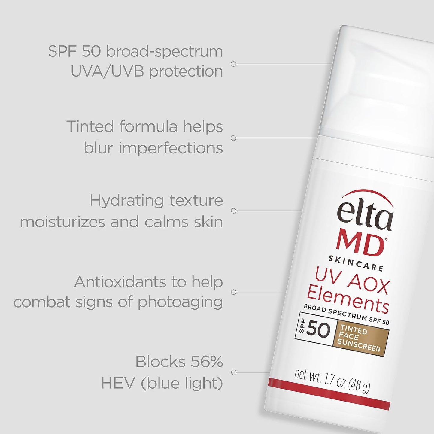 UV AOX Elements Tinted Mineral Face Sunscreen Lotion - 1.7 oz