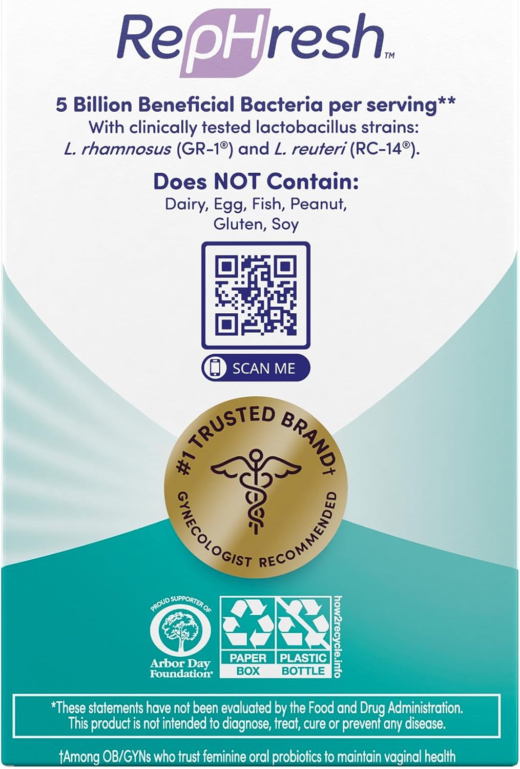 RepHresh Pro-B Probiotic Supplement for Women, 30 Oral Capsules