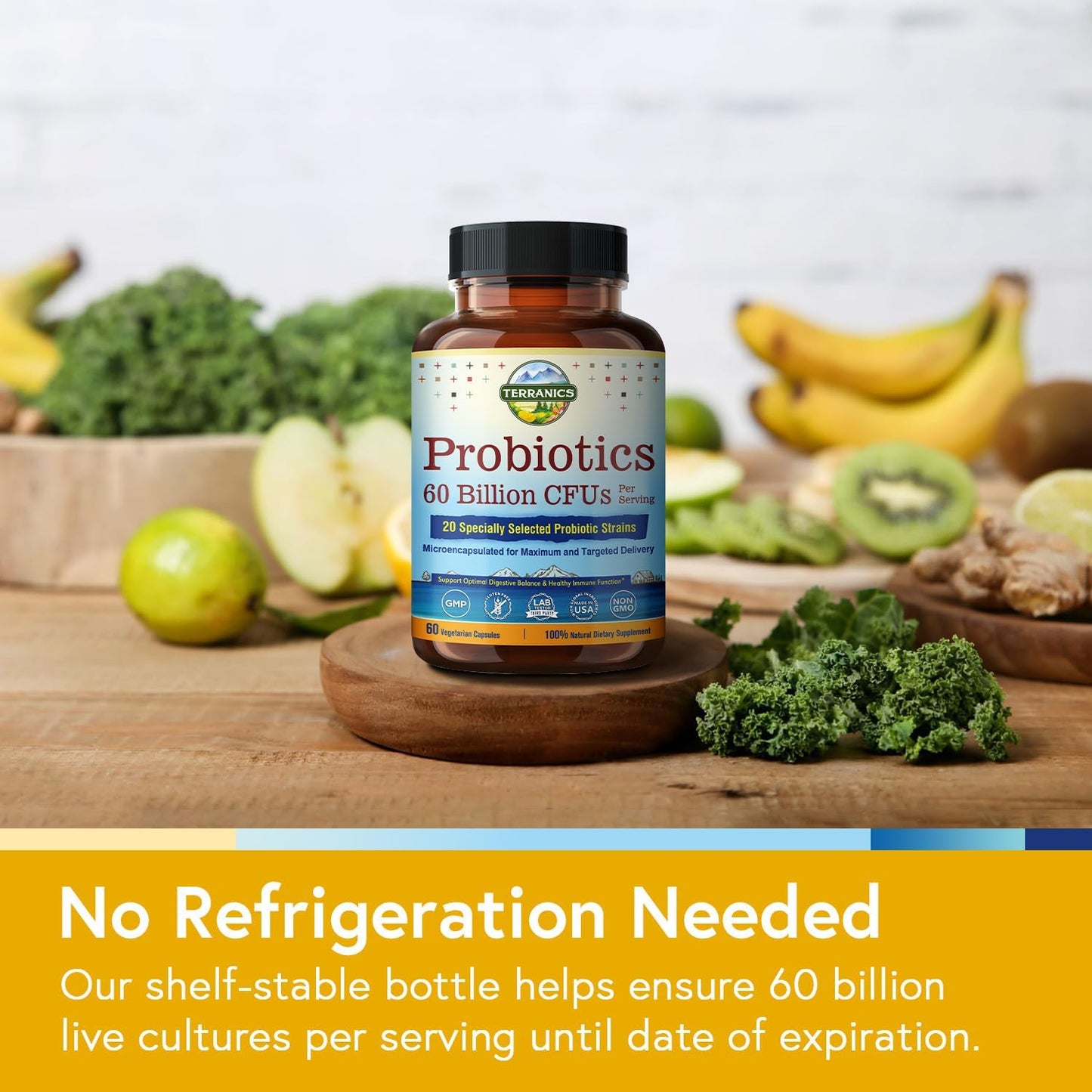 Terranics Probiotics 60 Billion CFU, 20 Strains, 60 Veg Capsules