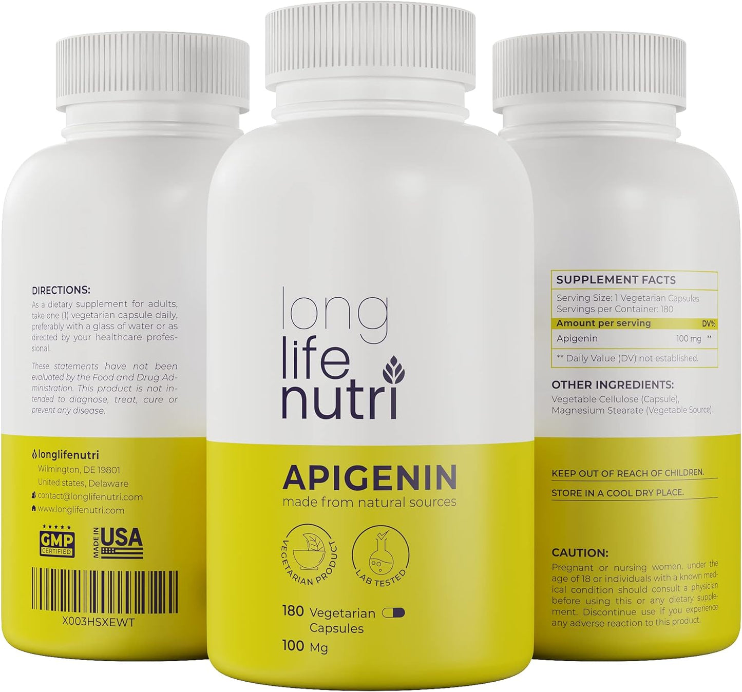Apigenin Supplement  180 Vegetarian Capsules