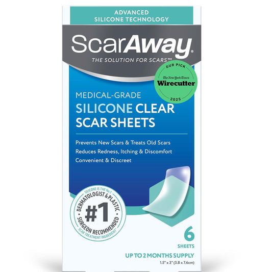 ScarAway Advanced Clear Silicone Scar Sheets - 6 Clear Sheets