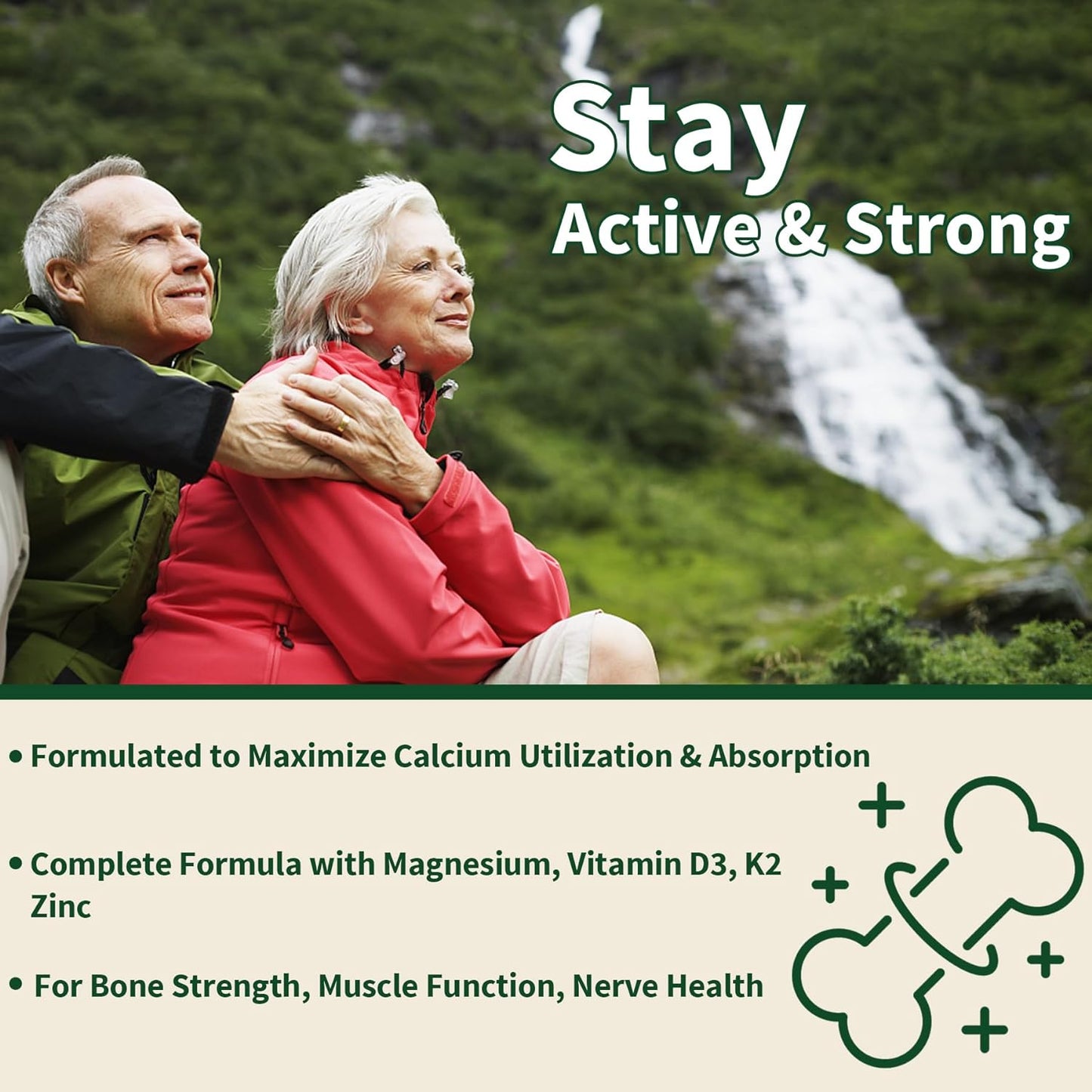 Plant Based Calcium Supplement 600mg, Whole Foods Algae Calcium Magnesium 60 Cts