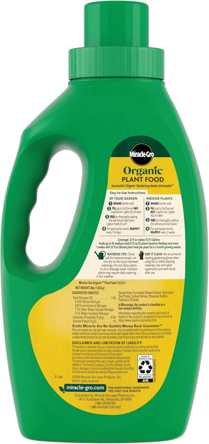 Miracle-Gro Organic Plant Food, Made from Plants for All Plants -32 oz.