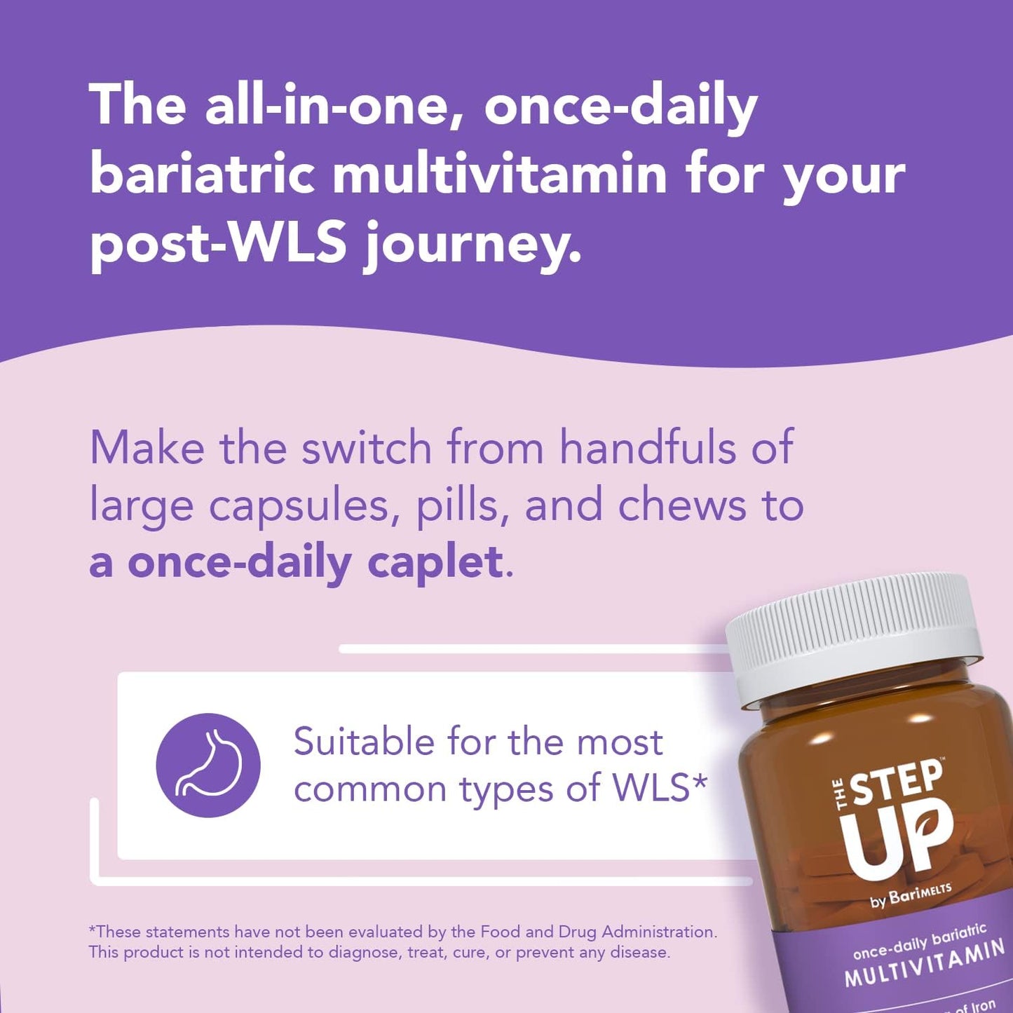 BariMelts The Step Up Once Daily Bariatric Multivitamin with Iron 60 Caplets