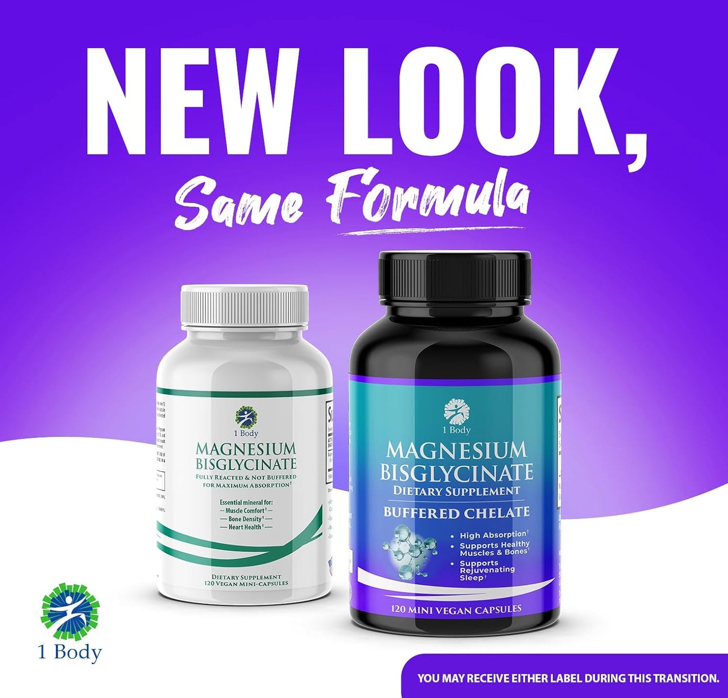 1 Body Magnesium Bisglycinate 120 Capsules