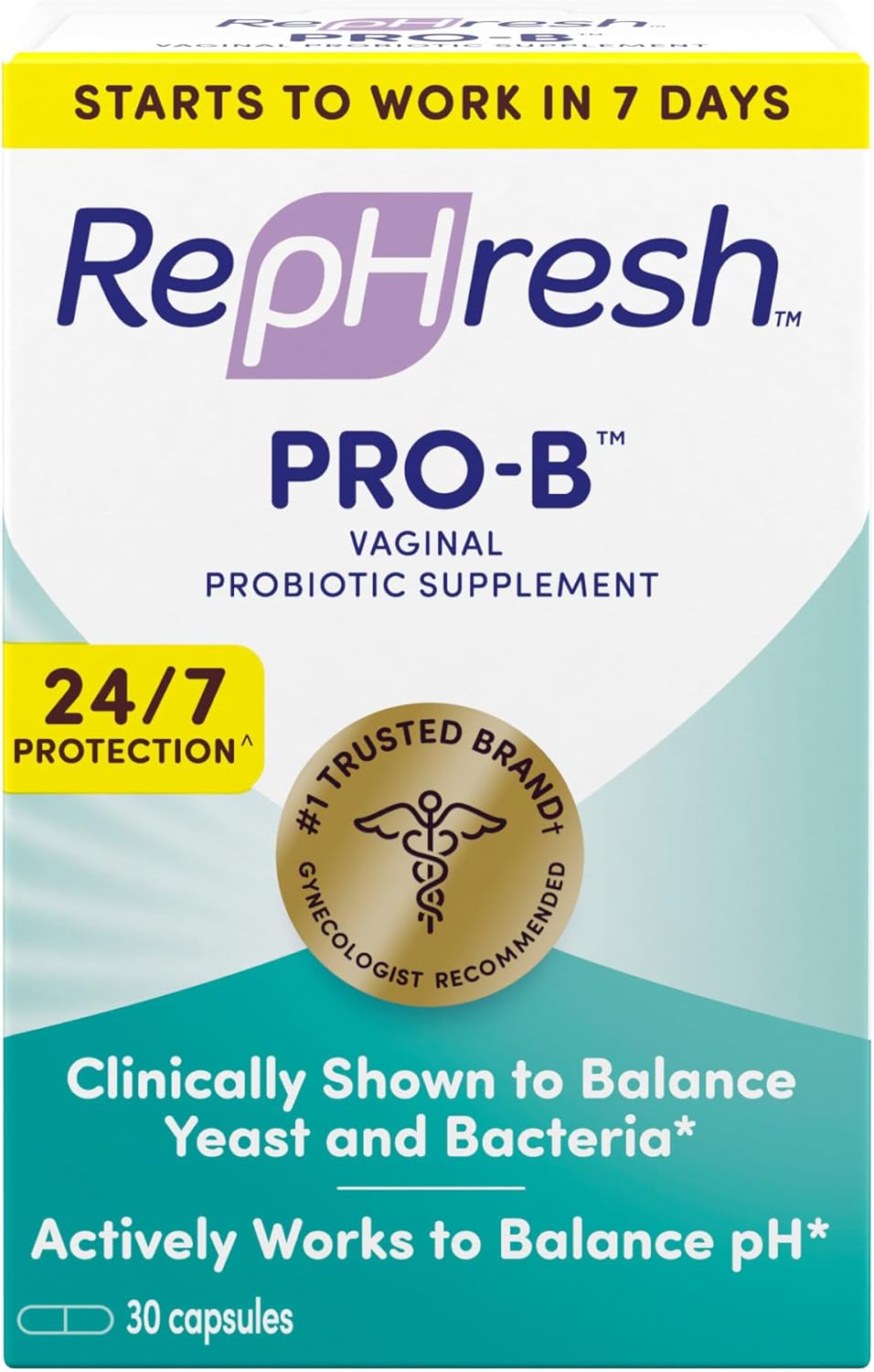 RepHresh Pro-B Probiotic Supplement for Women, 30 Oral Capsules