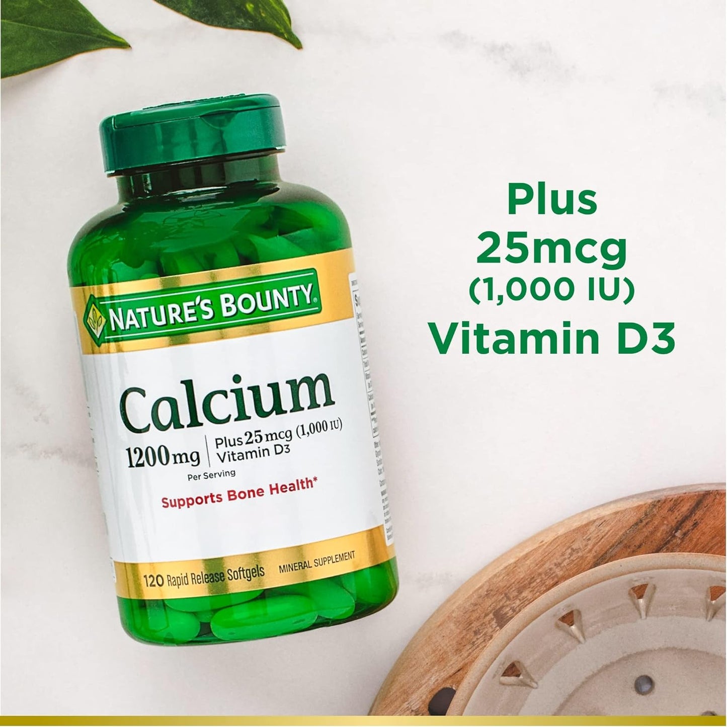Nature's Bounty Calcium Plus 1000 IU Vitamin D3,120 count , 2 pack