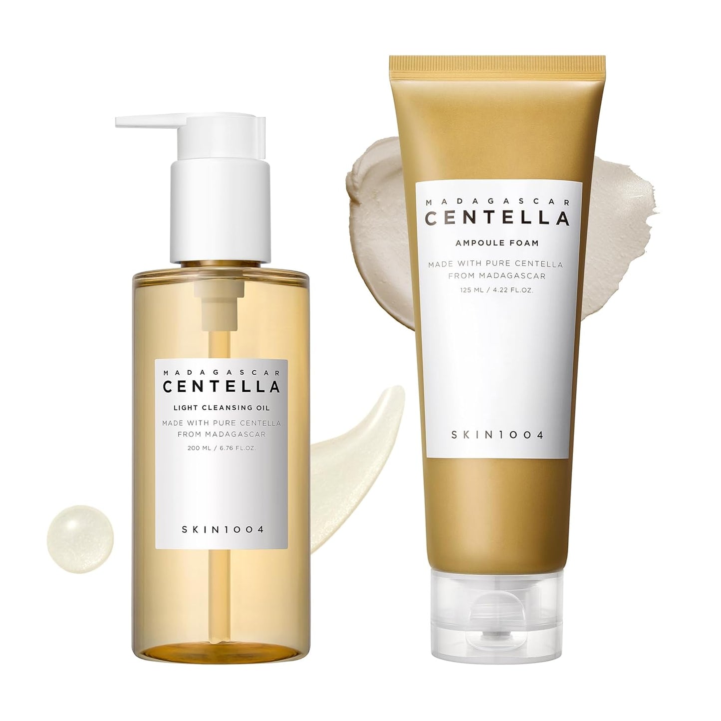 SKIN1004 Centella Double Cleansing Duo, Cleansing Oil 6.76 fl.oz & Ampoule Foam Cleanser 4.23 fl.oz