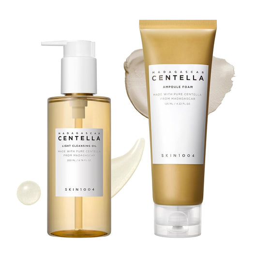 SKIN1004 Centella Double Cleansing Duo, Cleansing Oil 6.76 fl.oz & Ampoule Foam Cleanser 4.23 fl.oz