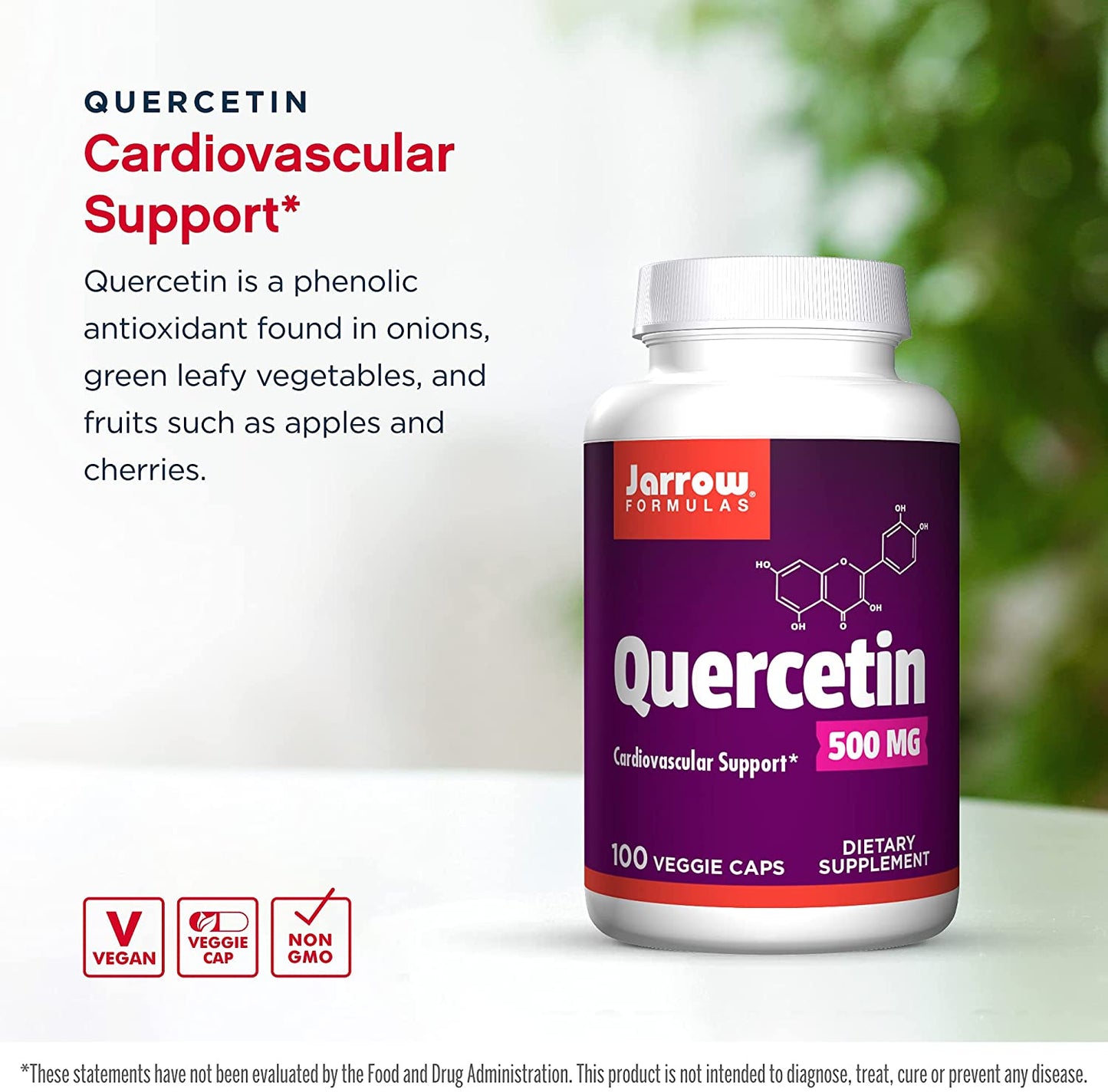 Jarrow Formulas Quercetin, Cardiovascular Support, 500 mg, 100 Veggie Caps