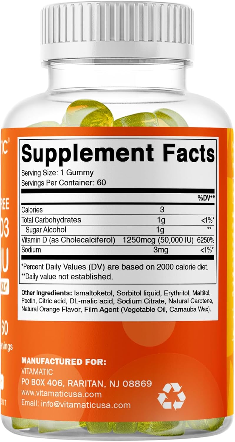 Vitamatic Sugar Free Vitamin D3 50,000 – 60 Gummies