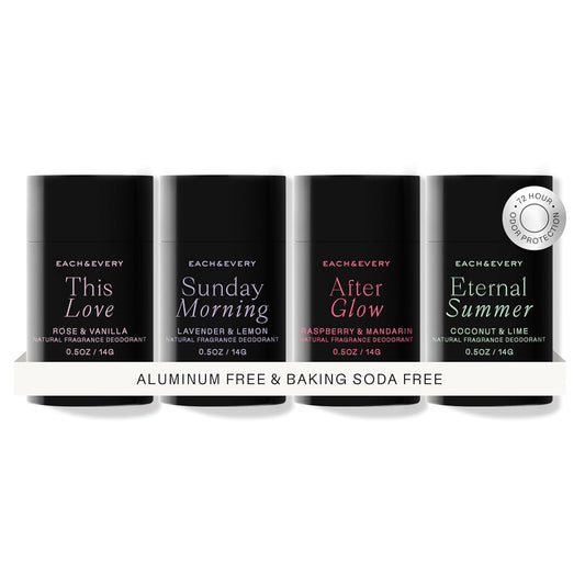 Each & Every All Natural Deodorant Travel Size - Multiple Scents 4 Pack, 0.8oz