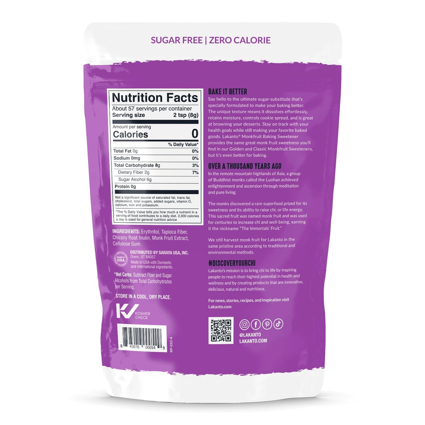 Lakanto Baking Monk Fruit Sweetener with Erythritol - 1 lb