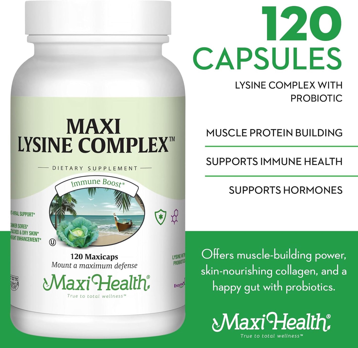 Lysine Complex with Probiotics - L-Lysine 1000mg - 120 Capsules