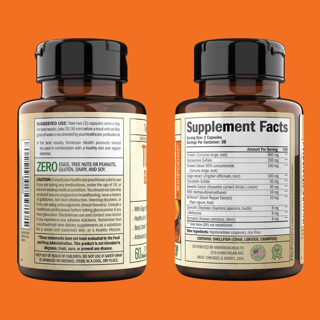 Turmeric & Glucosamine Chondroitin Joint Support Supplement - 60 Capsules