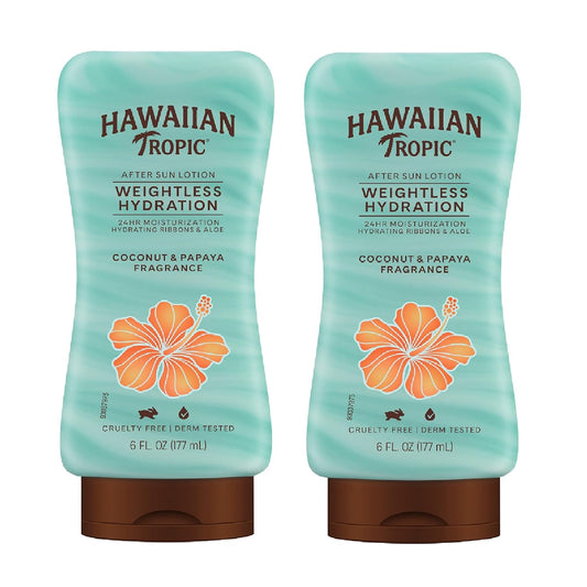 Hawaiian Tropic Weightless Hydration After Sun Lotion with Aloe, 6oz Twin Pack