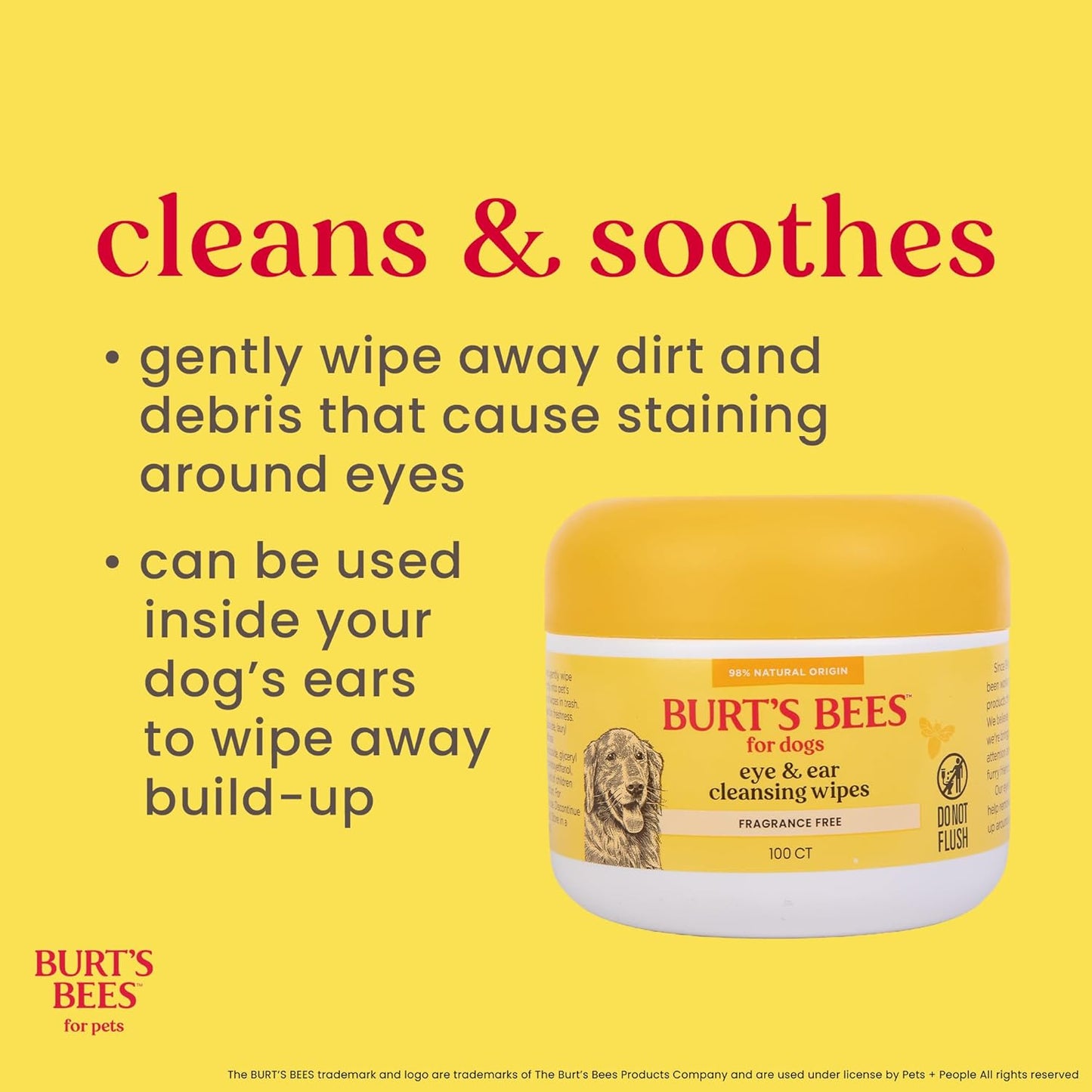 Burt’s Bees for Pets Eye and Ear Cleansing Wipes for Dogs - 100 Count