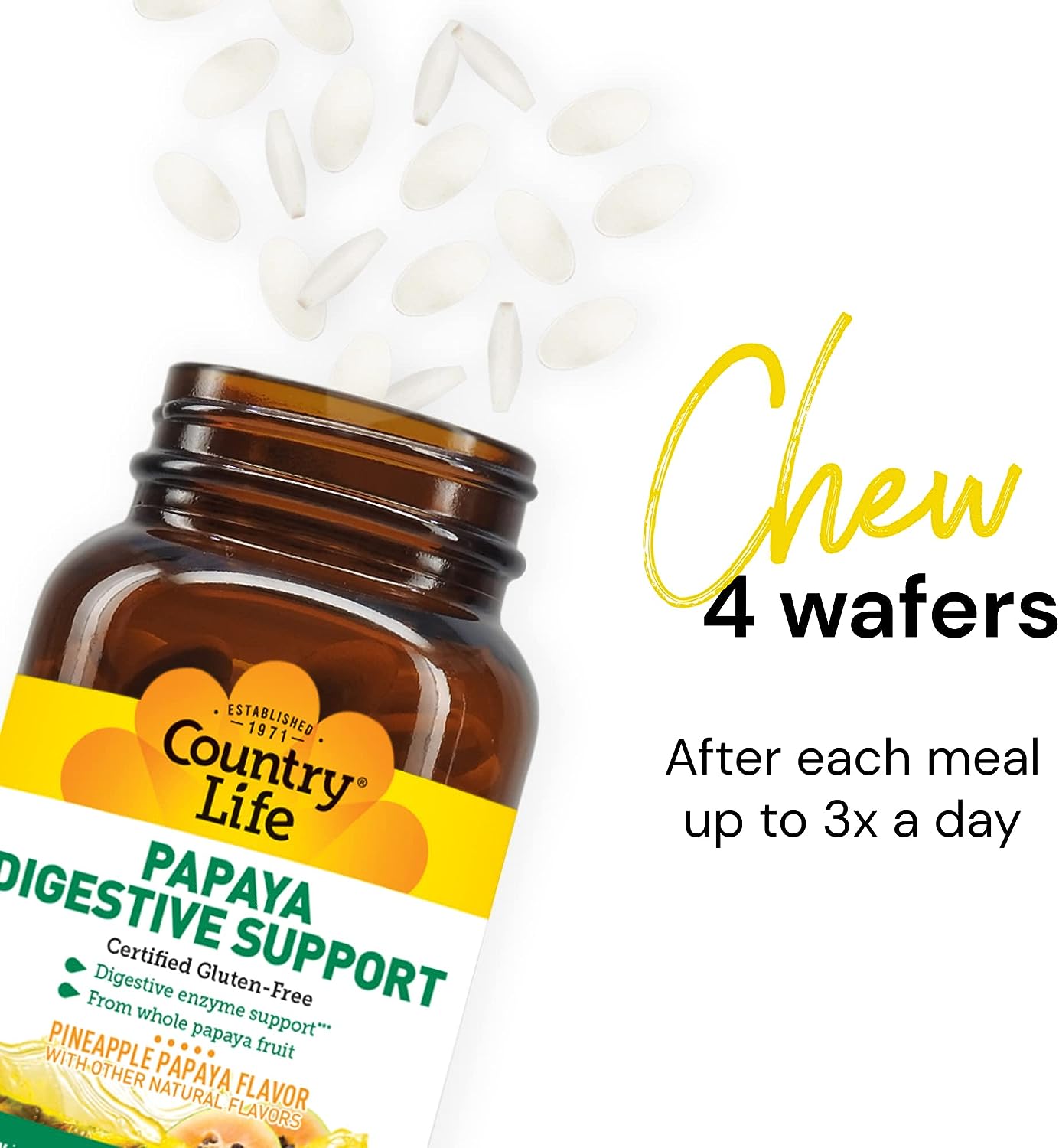 Country Life, Papaya Digestive Support  500 ct