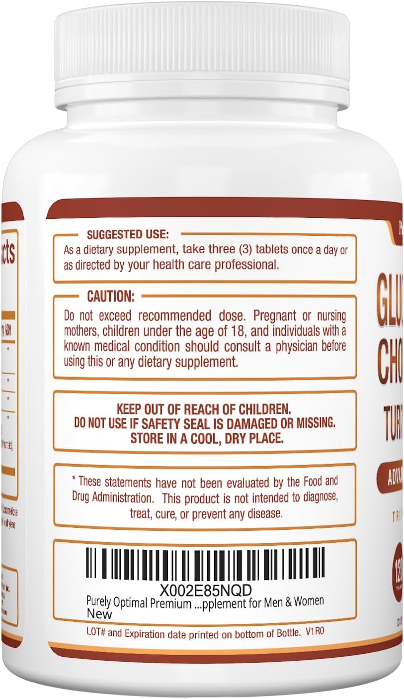 Purely Optimal Glucosamine Chondroitin MSM Supplement Tablets