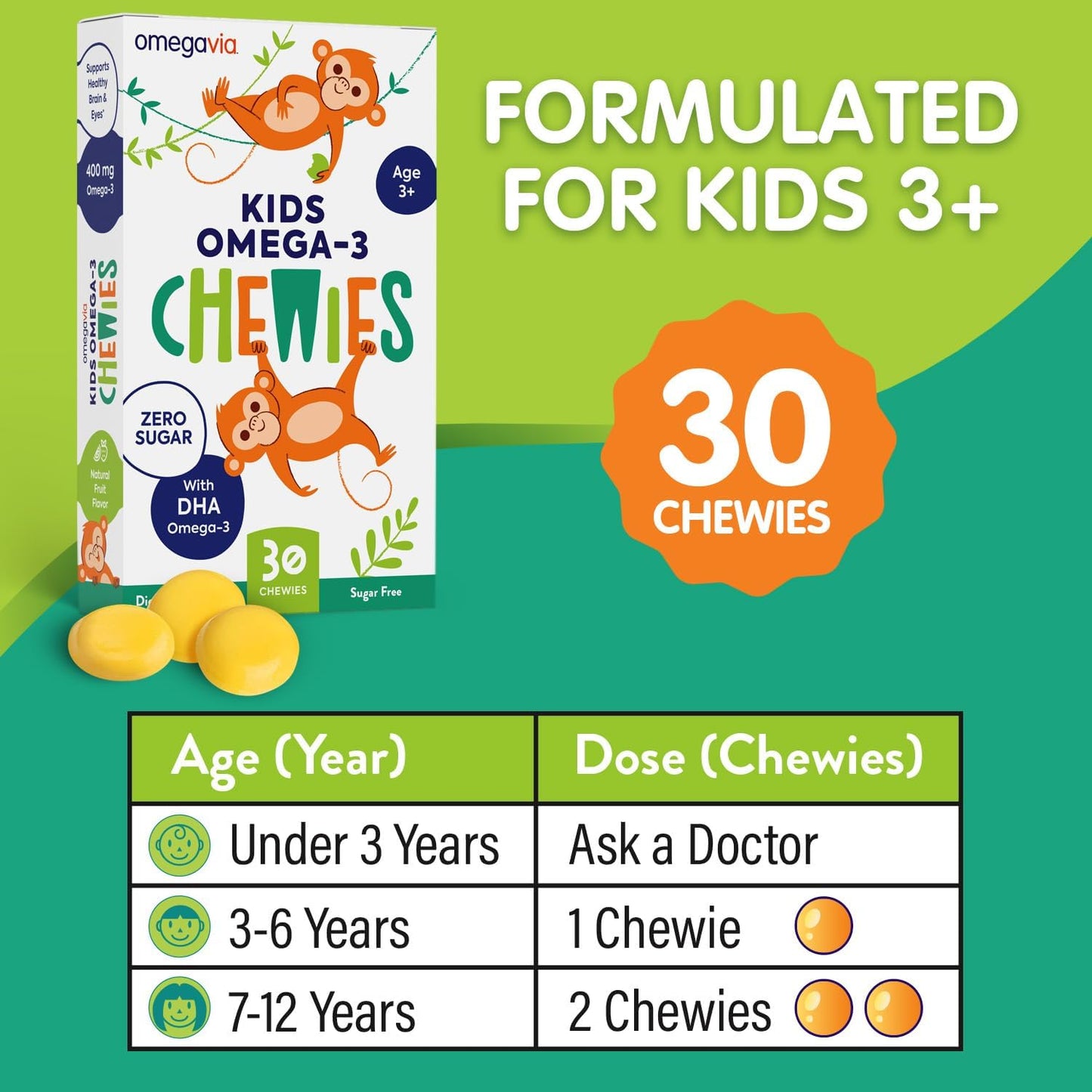 OmegaVia Omega 3 Chewies,  - 30 Individual Packets
