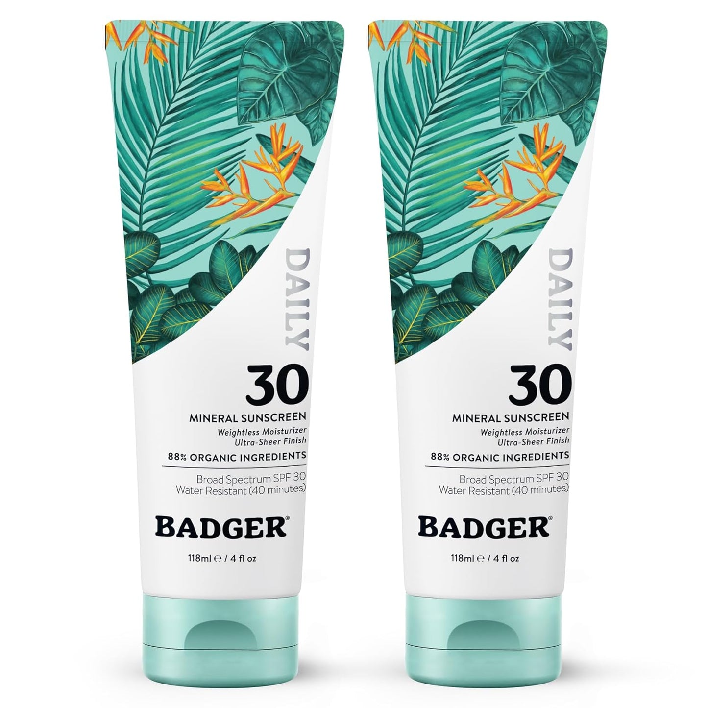 Badger Mineral Daily Sunscreen with Zinc Oxide, SPF 30 - 4 fl oz, 2-Pack