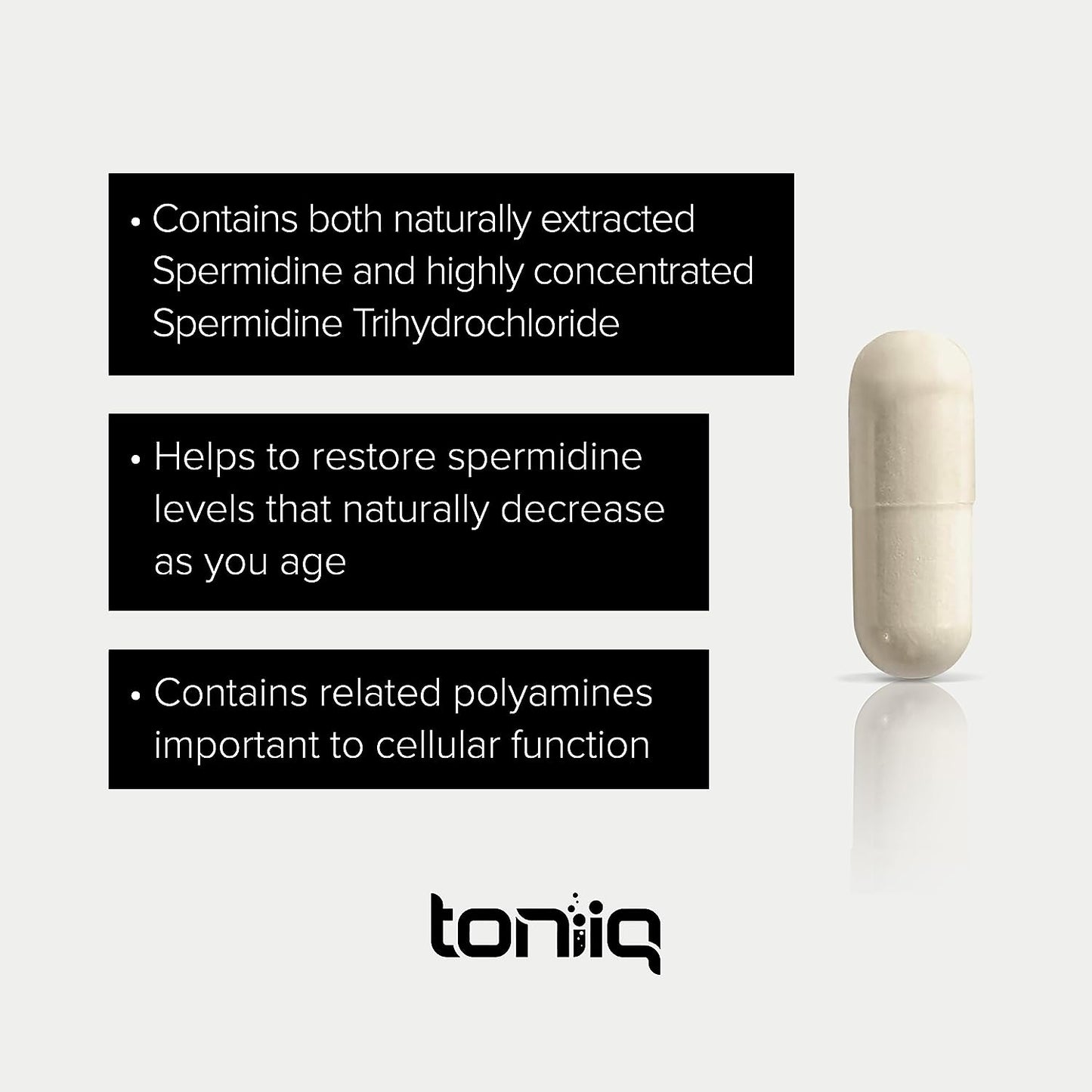 Toniiq 22mg Ultra Concentrated Spermidine Supplement 60 Vegetarian Capsules