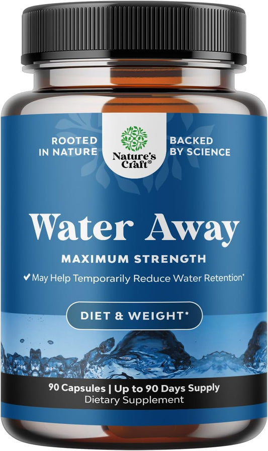 Water Away Pills Maximum Strength - Herbal Diuretic 90 capsules