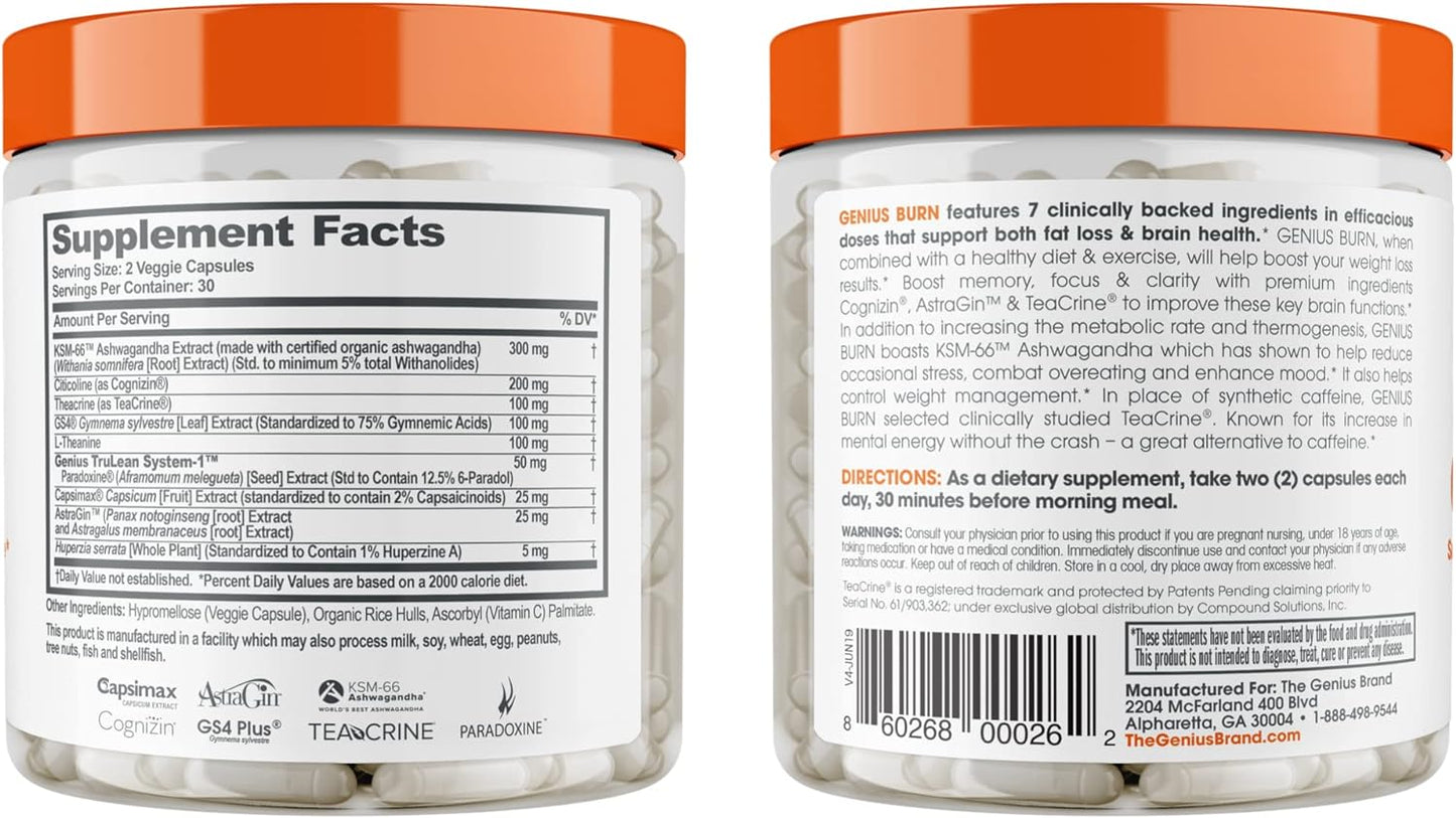 Genius Thermogenic Fat Burner, 60 Diet Veggie Pills