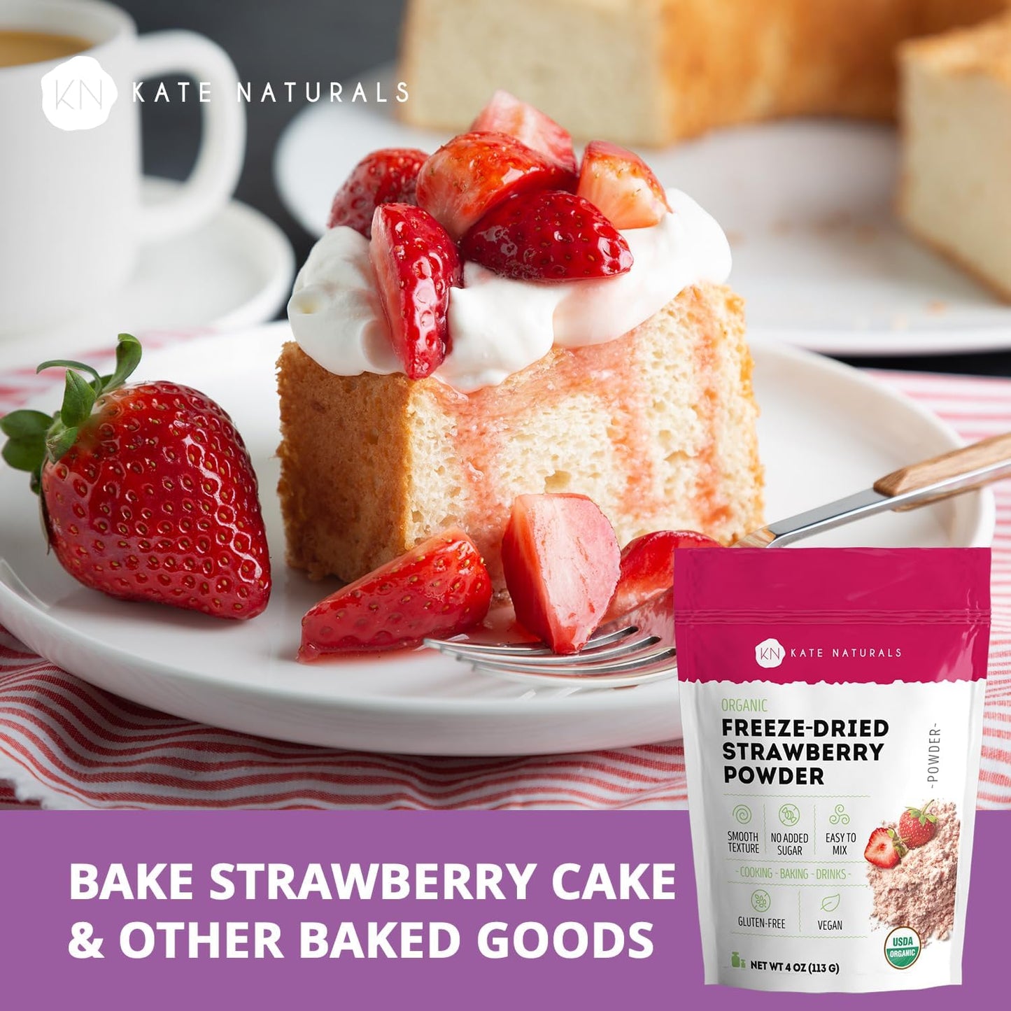 Kate Naturals Organic Freeze Dried Strawberry Powder -4 oz