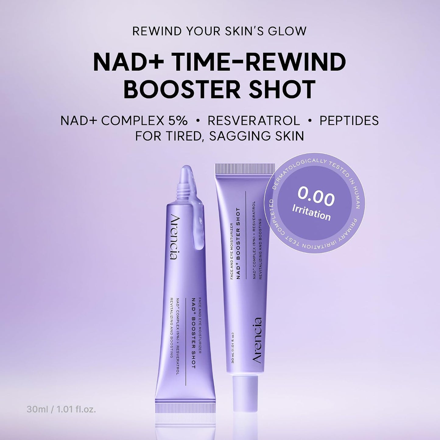 Arencia NAD+ Serum Booster Shot with 5% NAD+ Complex & Resveratrol - 1.01 fl. oz.