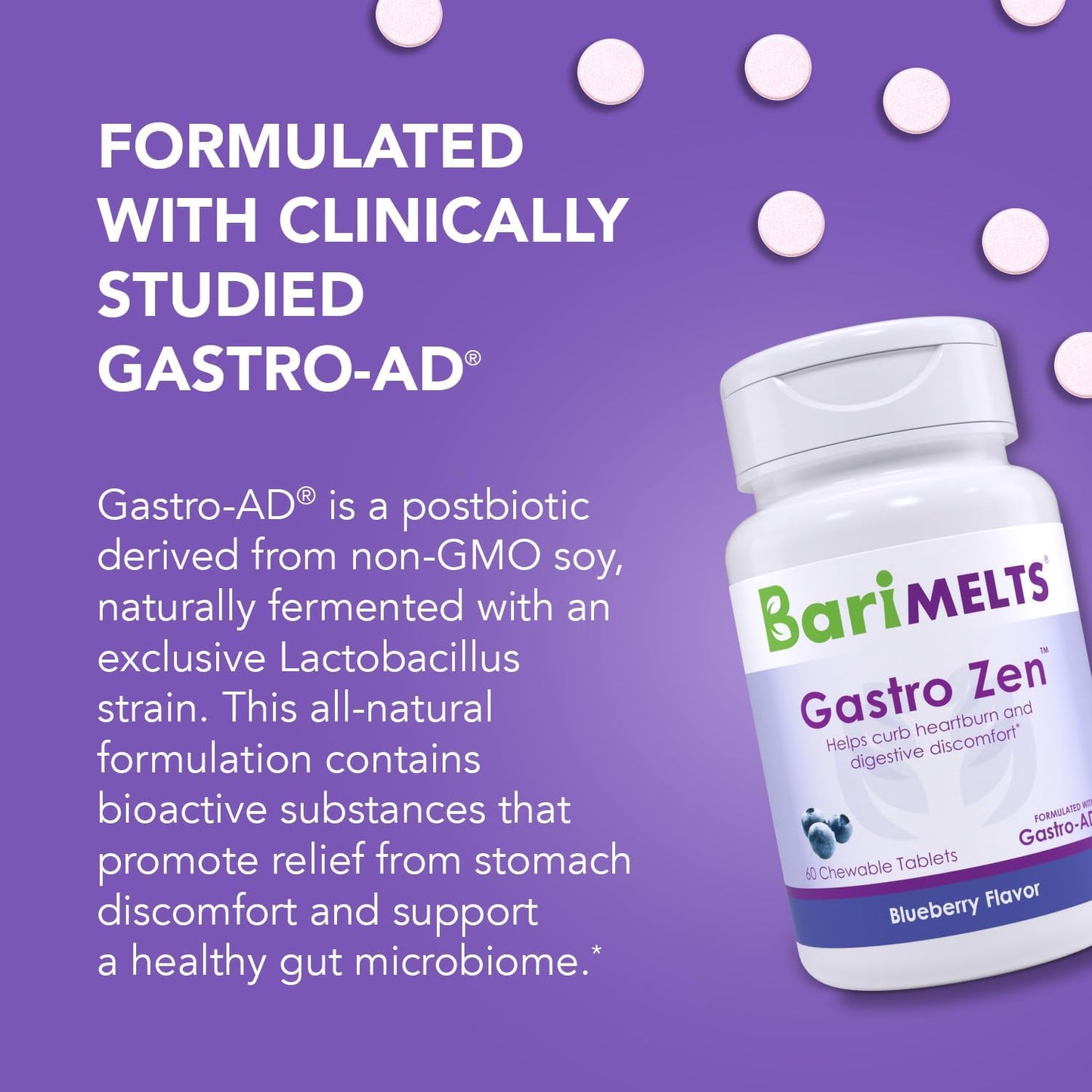 BariMelts Gastro Zen- 1 Month Supply 60 Chewable Tablets