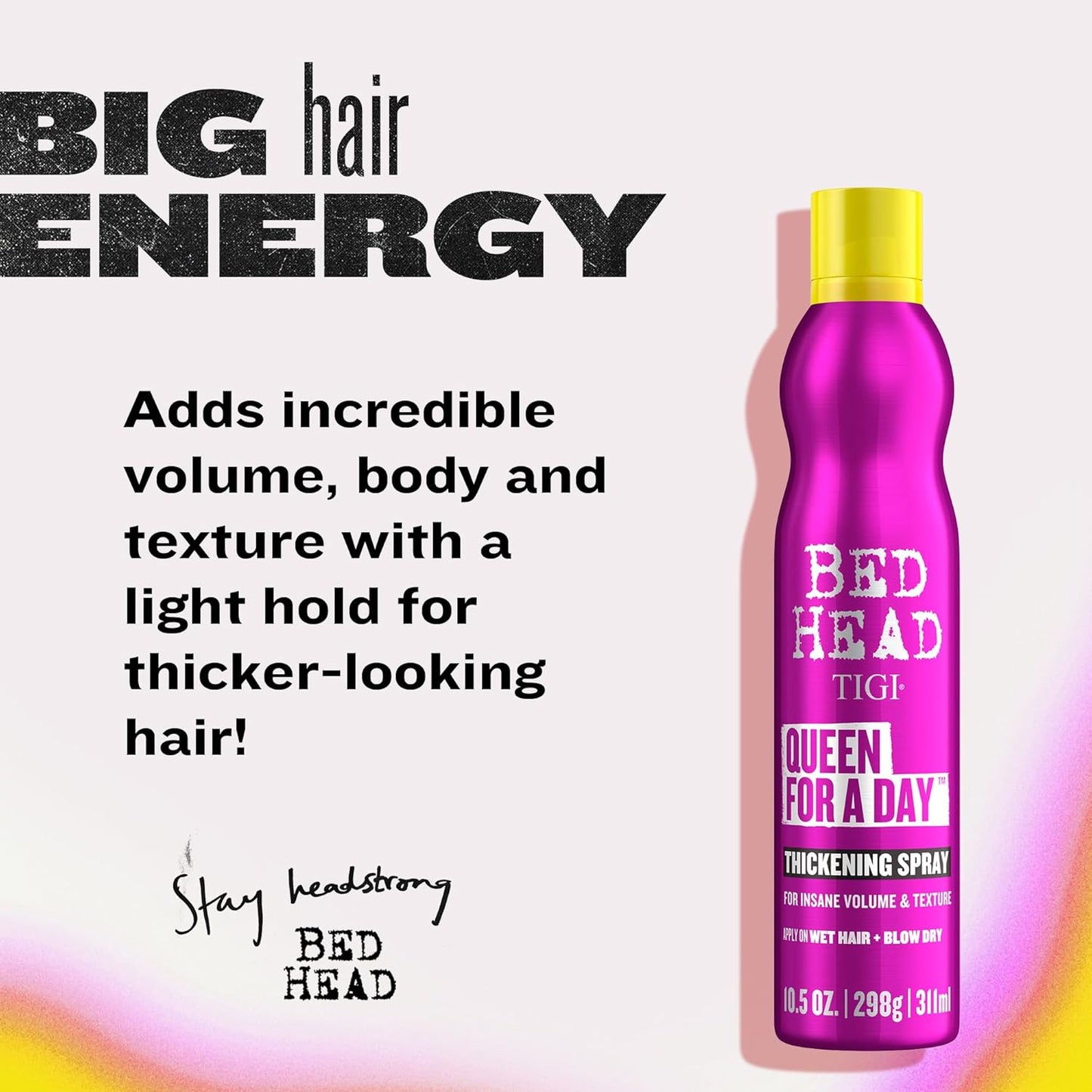 TIGI Bed Head Hair Thickening Spray, Queen for a Day – 10.5 Oz