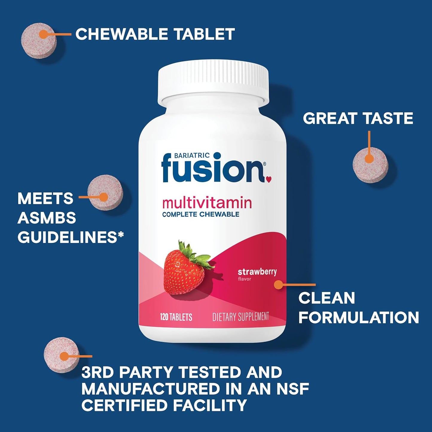Bariatric Fusion  Multivitamin with Iron Complete Chewable Strawberry -120 count