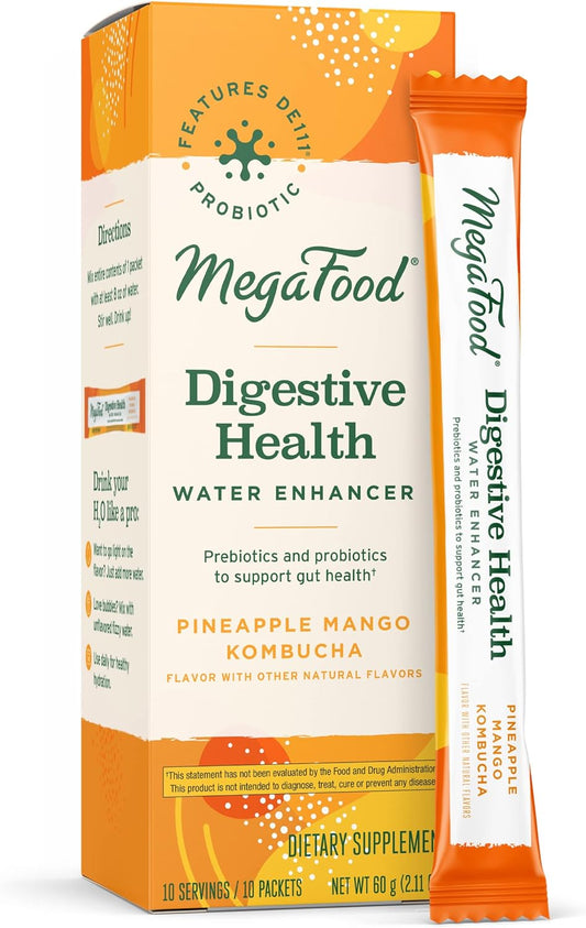 MegaFood Kombucha Powder - Probiotics for Digestive Health 10 Count