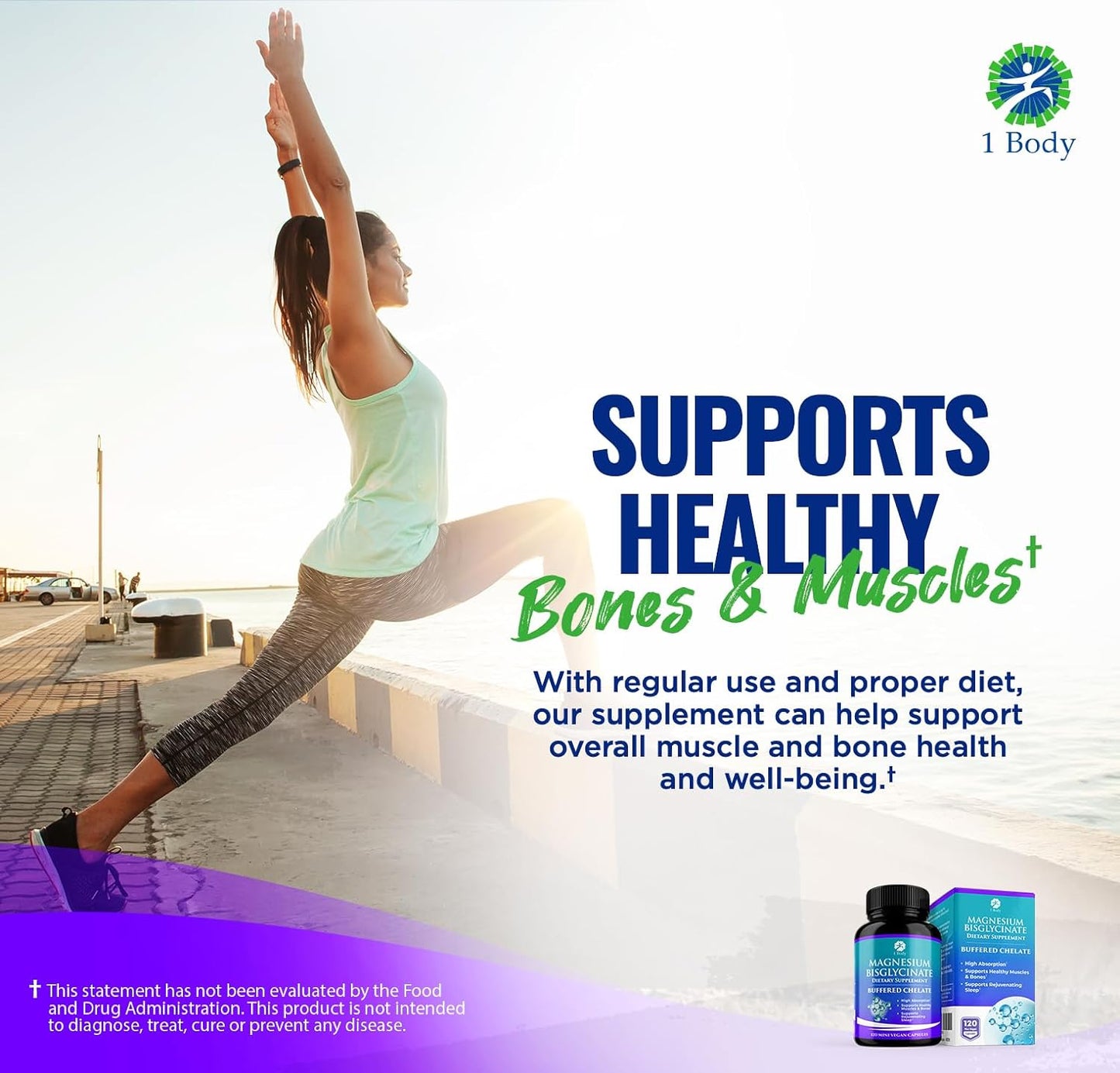 1 Body Magnesium Bisglycinate 120 Capsules