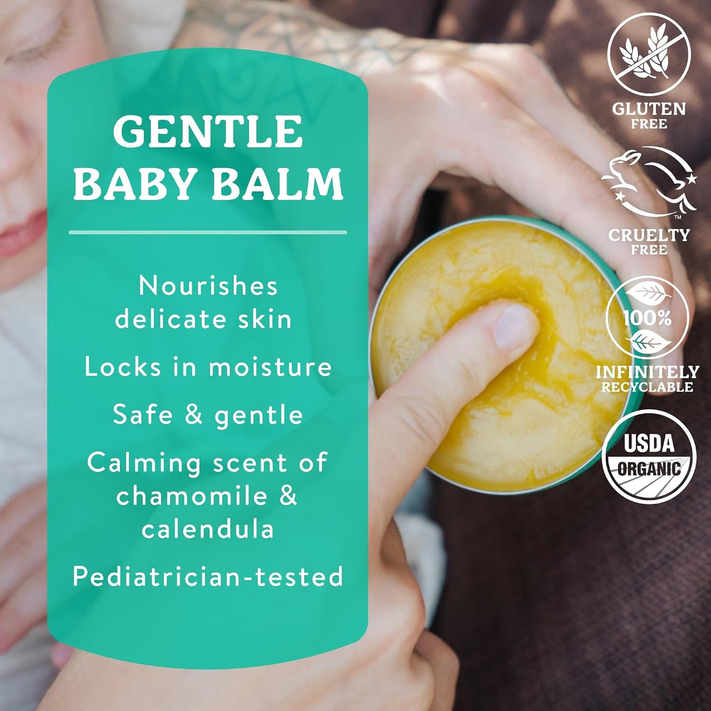 Badger Baby Balm, Organic Calendula Cream - 2 oz Tin