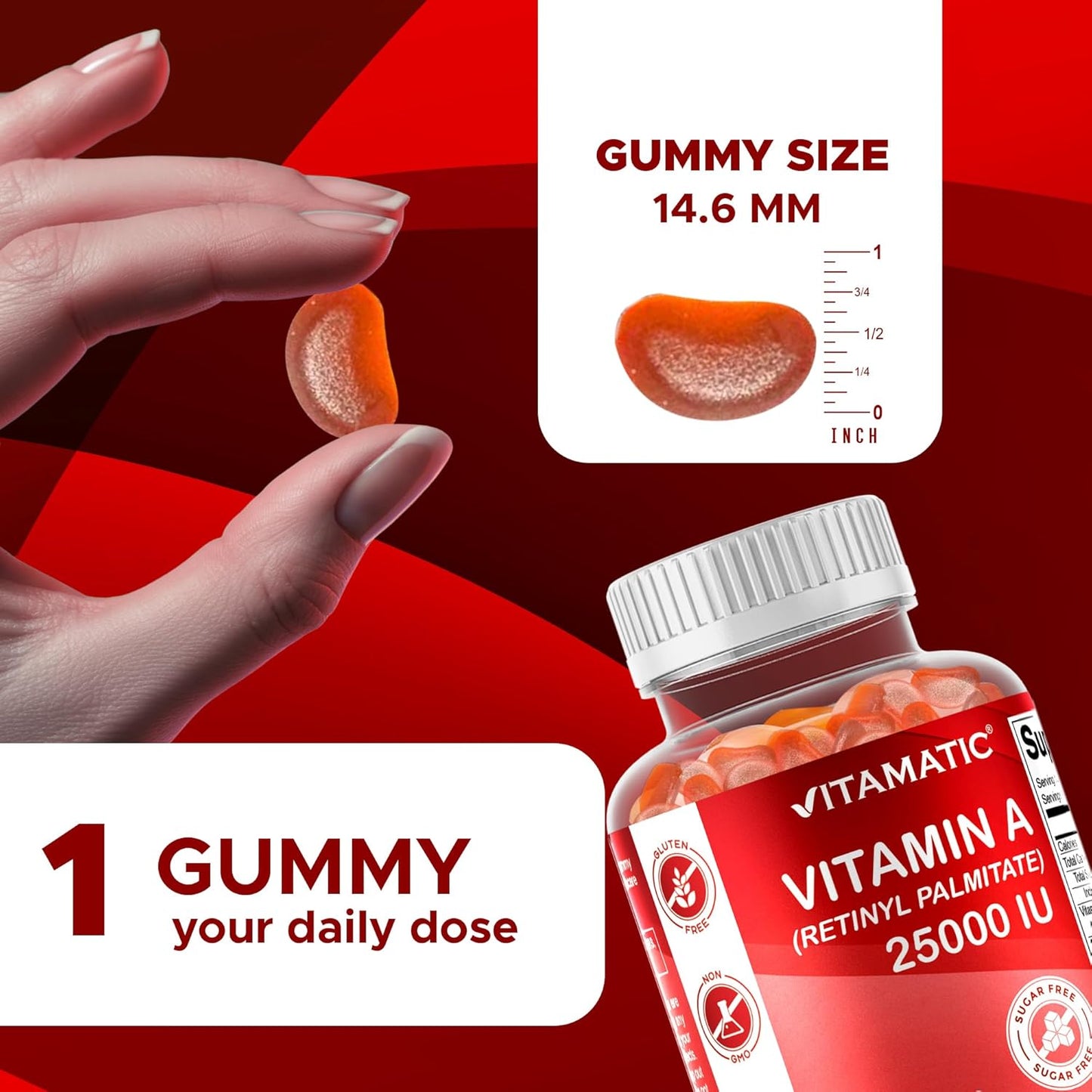 Vitamatic Sugar Free Vitamin A 25000 IU   - 120 Gummies