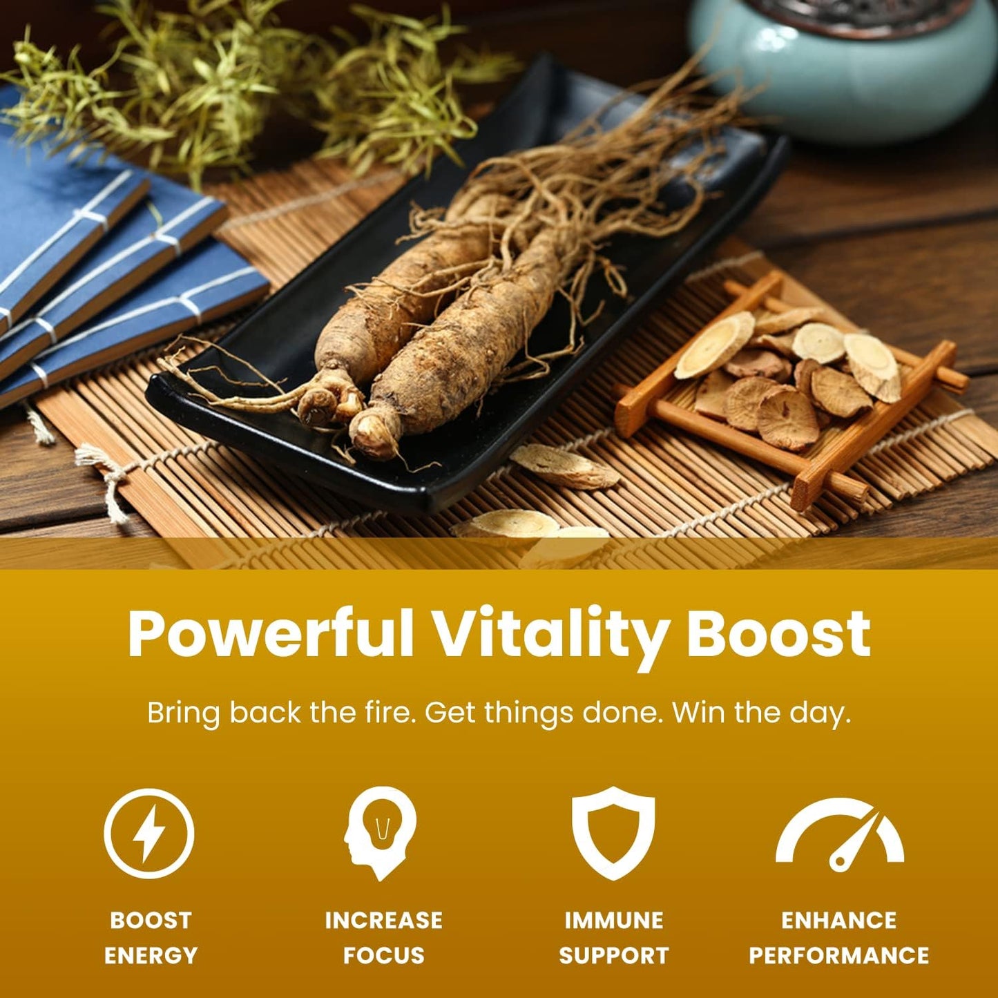 Korean Red Ginseng Root 1650mg | Ginseng and Ginkgo Biloba 120mg 90 count