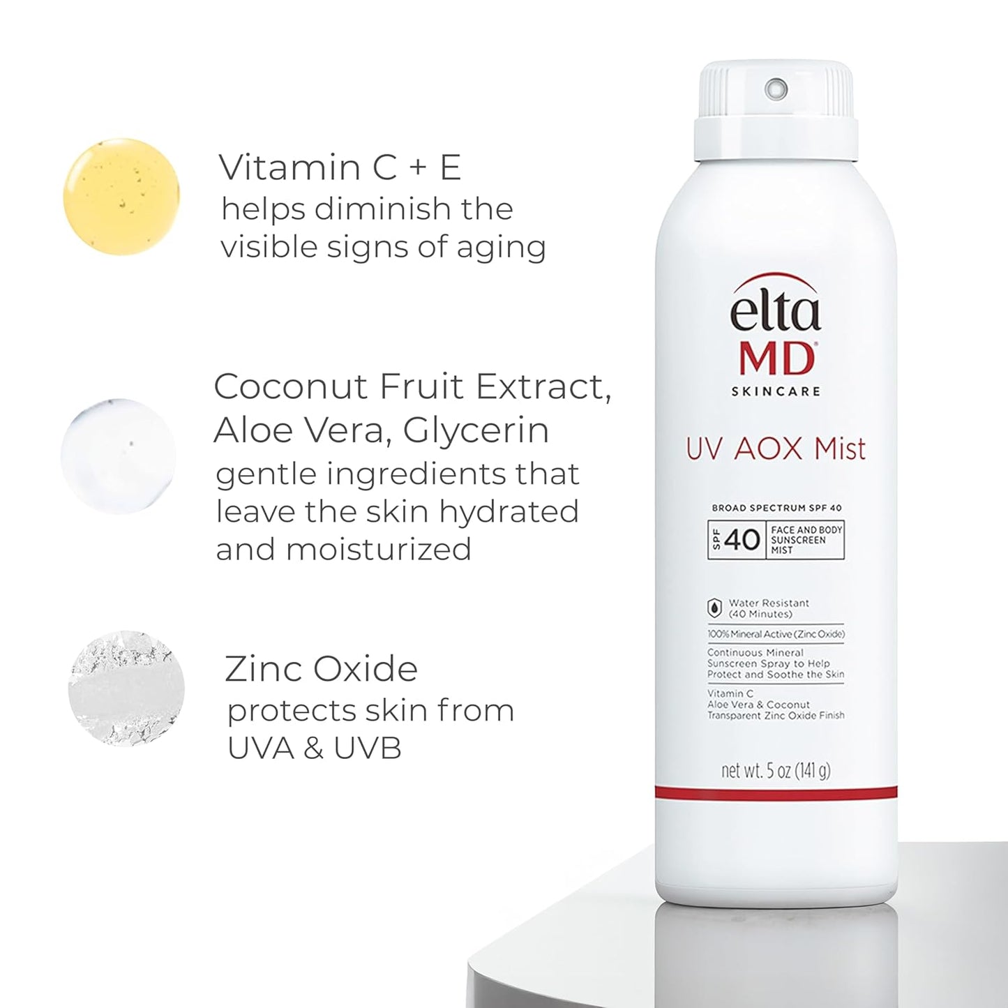 EltaMD UV AOX Mist Mineral Sunscreen Spray SPF 40 - 5 oz