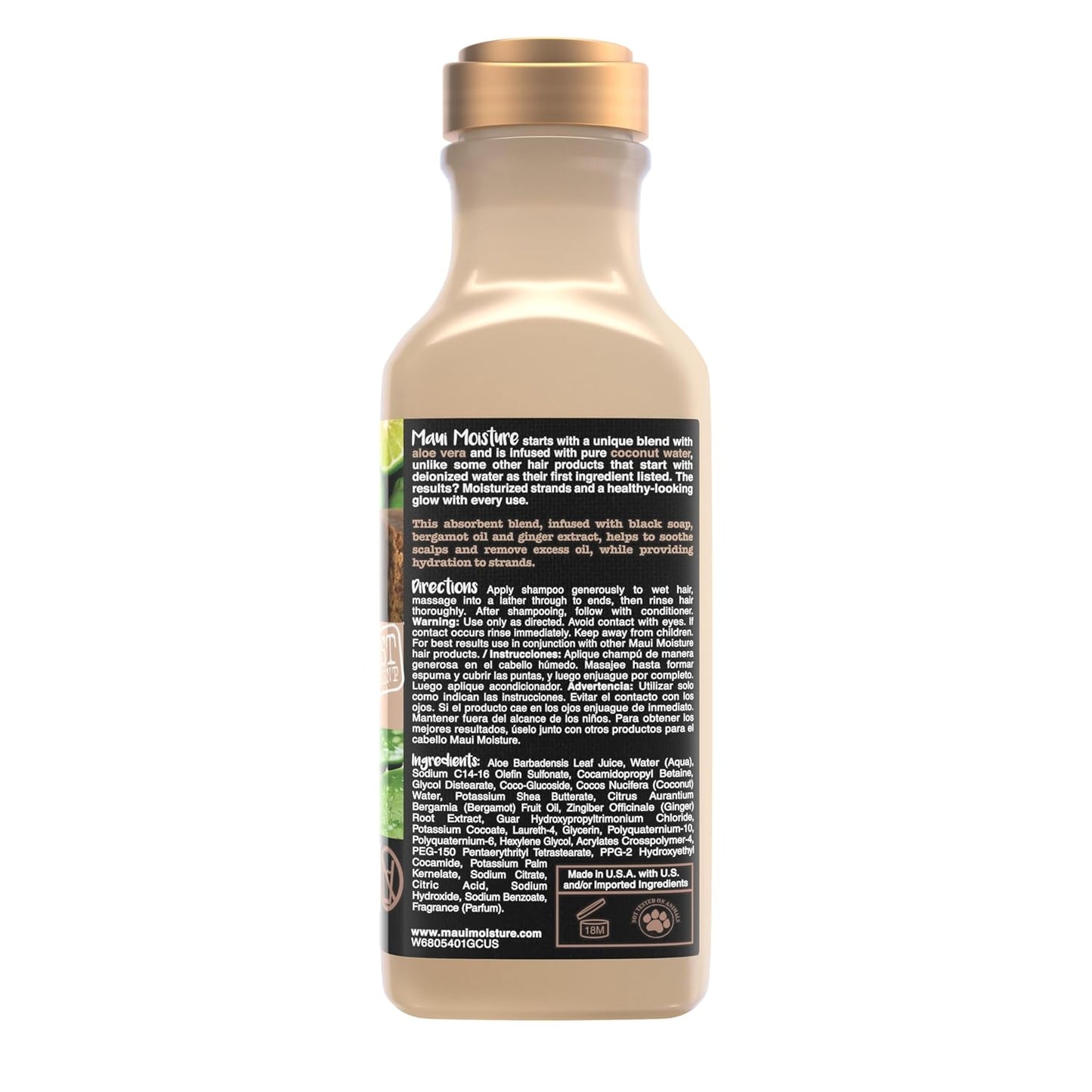 Maui Clarify & Soothe + Black Soap Shampoo, Hydrating, 13 fl oz