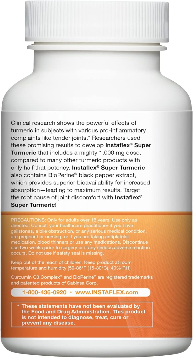 Instaflex Super Turmeric - 1000mg Turmeric Curcumin with BioPerine - 30 Count