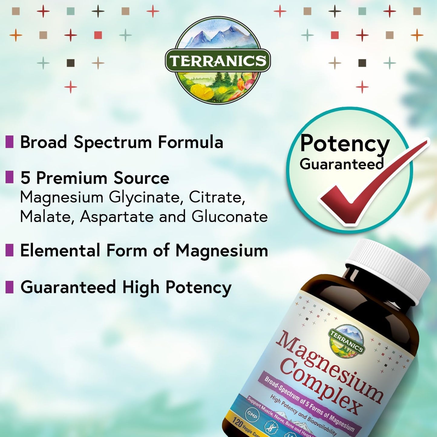 Terranics Magnesium Complex 500mg, 120 Veg Capsules