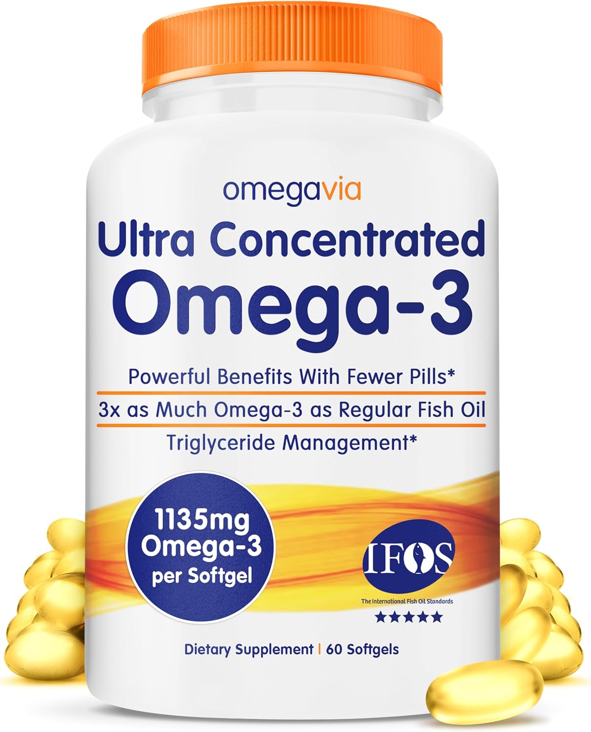 OmegaVia Ultra Concentrated Omega 3 Fish Oil Burpless - 60 Softgels