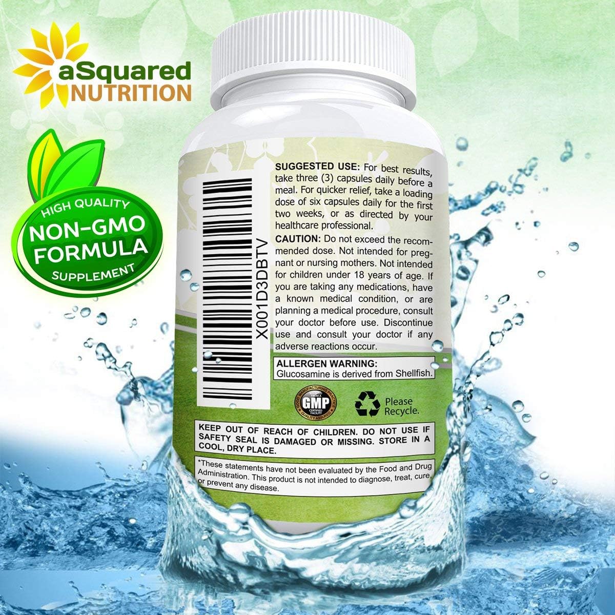 aSquared Nutrition Glucosamine Chondroitin Turmeric MSM Boswellia - 120 Capsules